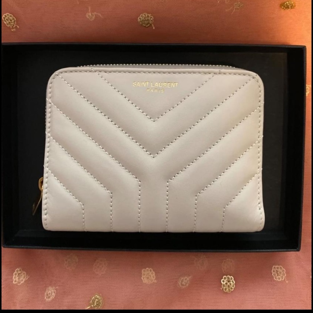 Small, beige, YSL wallet